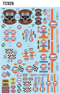 TC926 Gulf Logo Sticker, A4 RC Decals Tyre Tamiya HPI KYOSHO