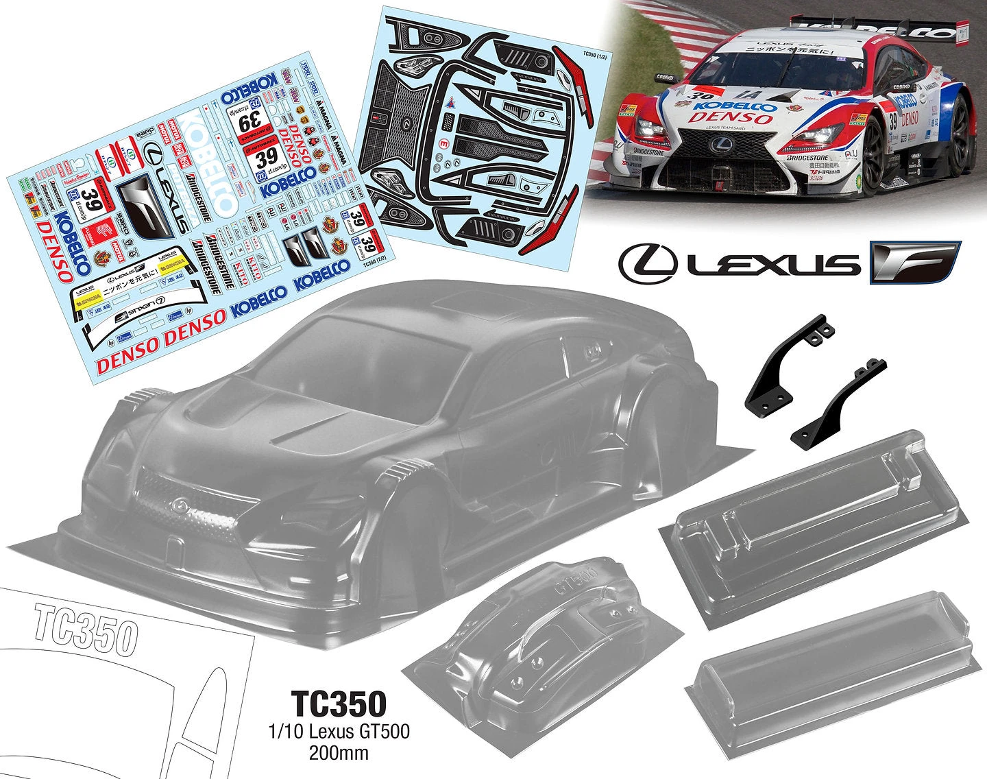 TC350 1/10 Lexus KOBELCO DENSO GT500, 200mm Tamiya TT01 TT02 Drift HPI Kyosho 3 TC350 1/10 Lexus KOBELCO DENSO GT500, 200mm Tamiya TT01 TT02 Drift HPI Kyosho