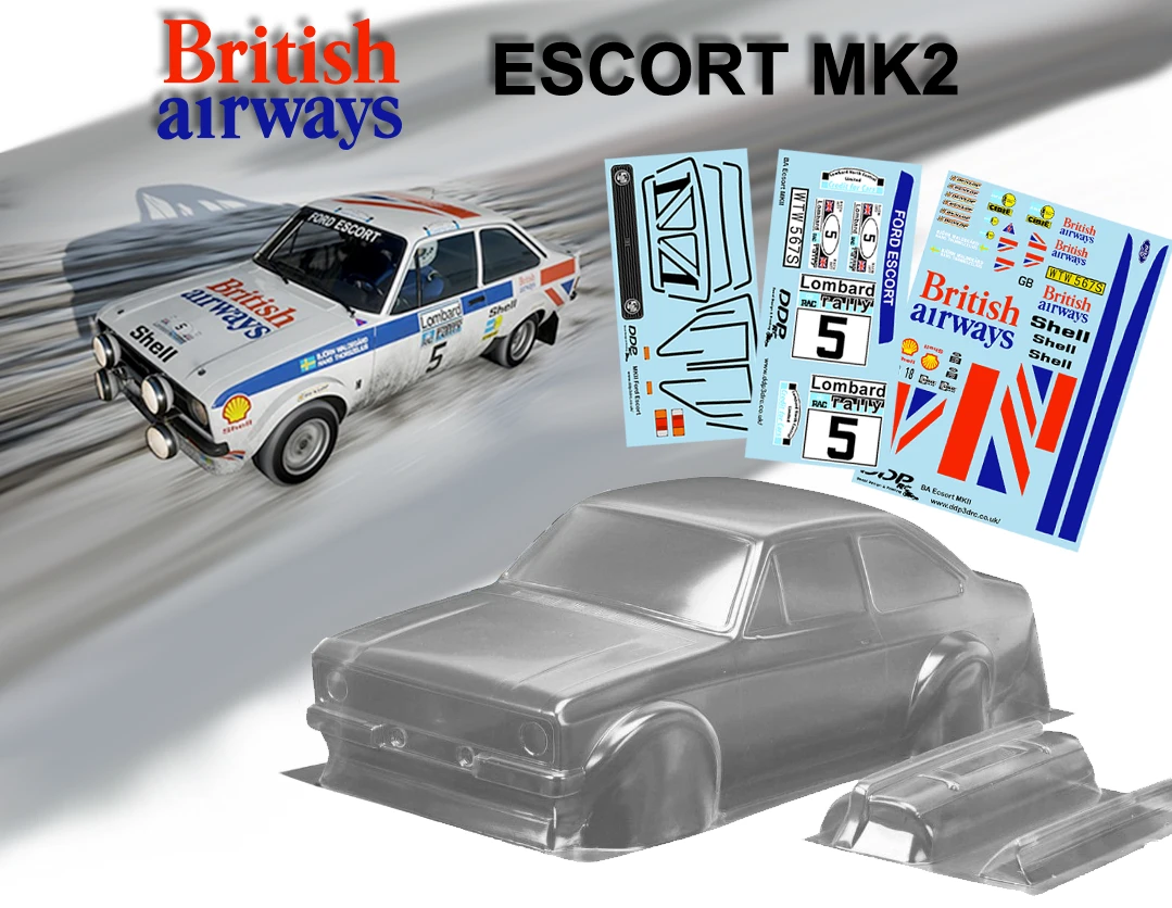 TC022 FORD ESCORT MK2 British Airways Tamiya TT01 TT02 190mm 3 TC022 FORD ESCORT MK2 British Airways Tamiya TT01 TT02 190mm