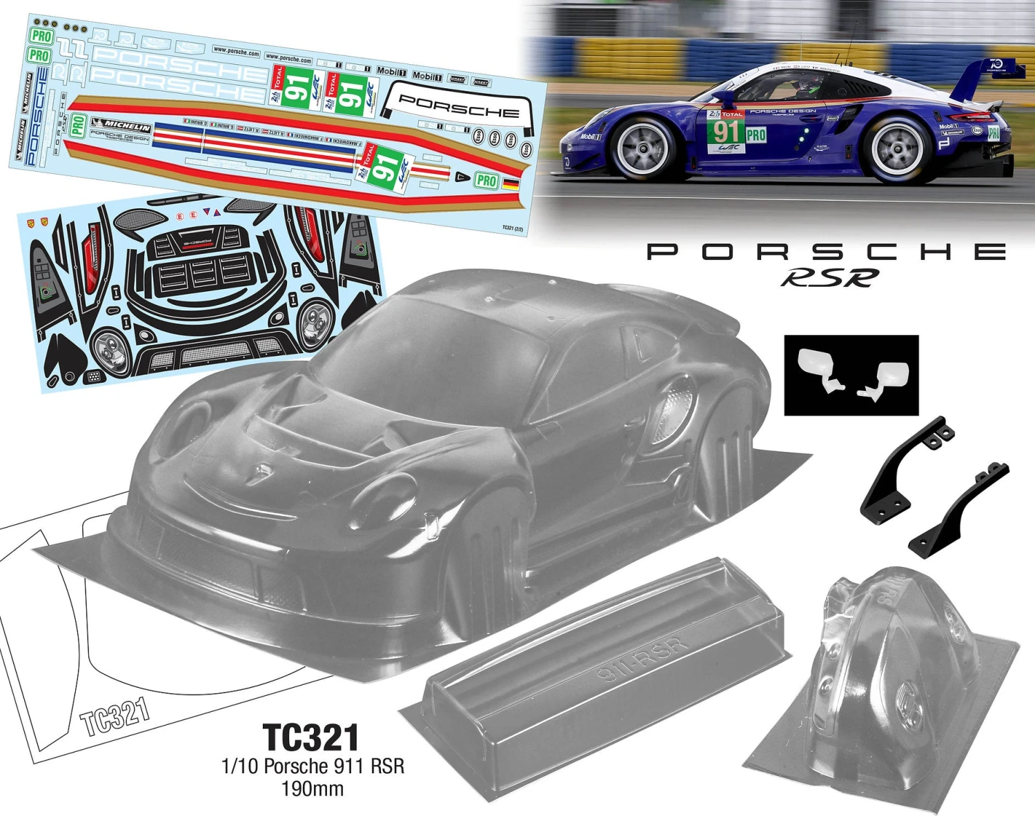 TC321 Porsche 911RSR, Rothmans 190mm Tamiya TT01 TT02 HPI Kyosho 257mm Drift 3 TC321 Porsche 911RSR, Rothmans 190mm Tamiya TT01 TT02 HPI Kyosho 257mm Drift