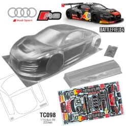 TC098 1/10 Audi R8 Battlefield 195mm TT01 TT02 Drift To Fit HPI TAMIYA MST
