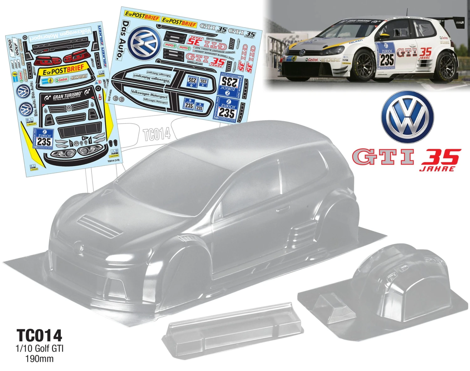 TC014 1/10 Golf GTI, 190mm To Fit Tamiya TT01 TT02 HPI Kyosho 3 TC014 1/10 Golf GTI, 190mm To Fit Tamiya TT01 TT02 HPI Kyosho