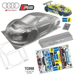 TC098 1/10 Audi R8 BILSTINE 195mm TT01 TT02 Drift To Fit HPI TAMIYA MST