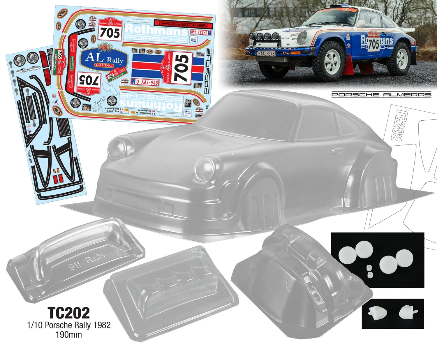 TC202 1/10 Porsche Rothmans Rally 1982, 190mm 3 TC202 1/10 Porsche Rothmans Rally 1982, 190mm
