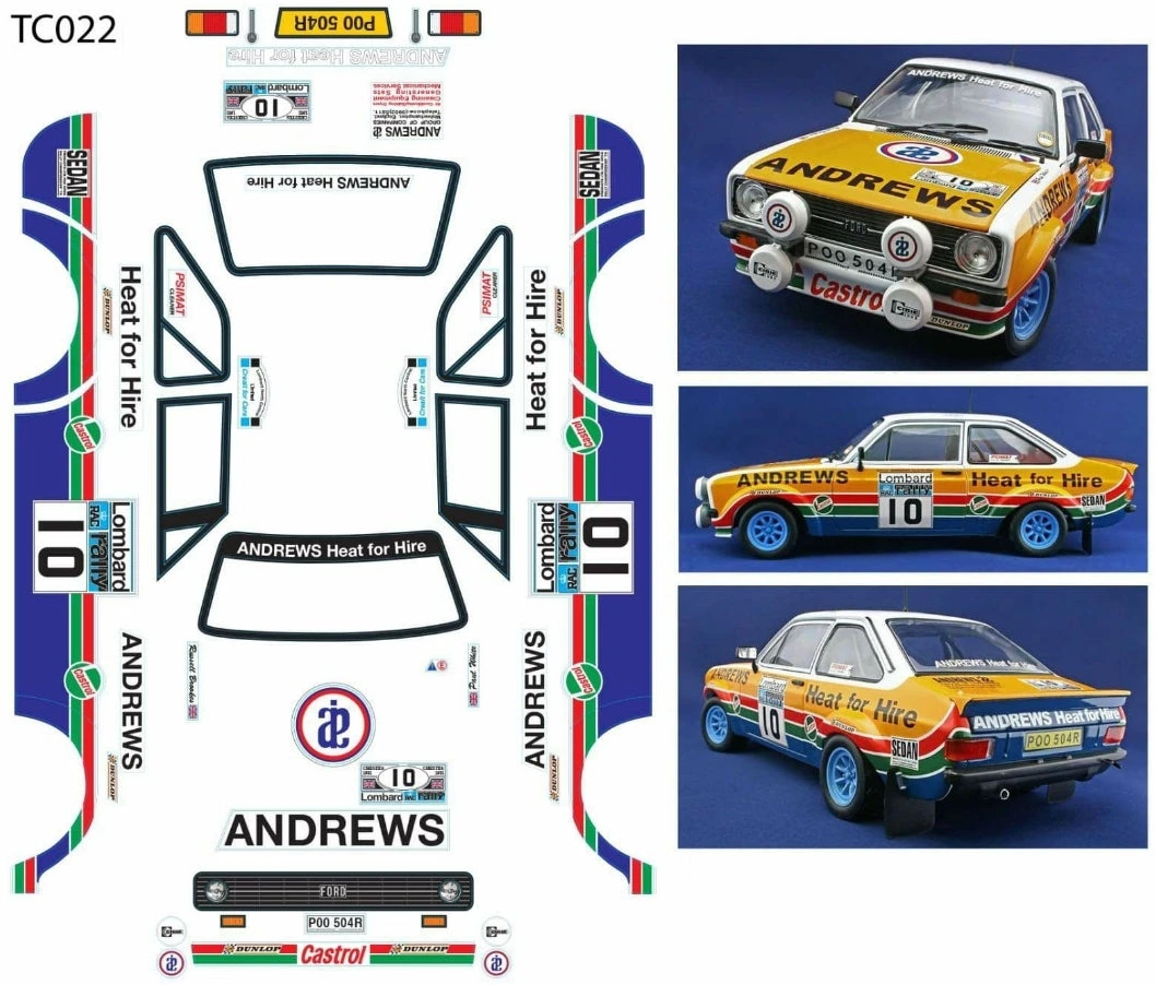 TC022 FORD ESCORT MK2 V2 ANDREWS HEAT FOR HIRE Tamiya TT01 TT02 190mm 4 TC022 FORD ESCORT MK2 V2 ANDREWS HEAT FOR HIRE Tamiya TT01 TT02 190mm - Image 2