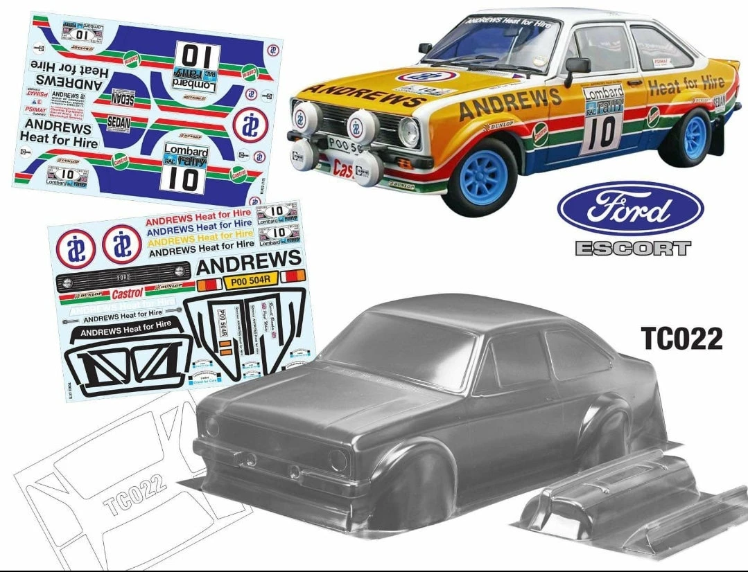 TC022 FORD ESCORT MK2 V2 ANDREWS HEAT FOR HIRE Tamiya TT01 TT02 190mm 3 TC022 FORD ESCORT MK2 V2 ANDREWS HEAT FOR HIRE Tamiya TT01 TT02 190mm
